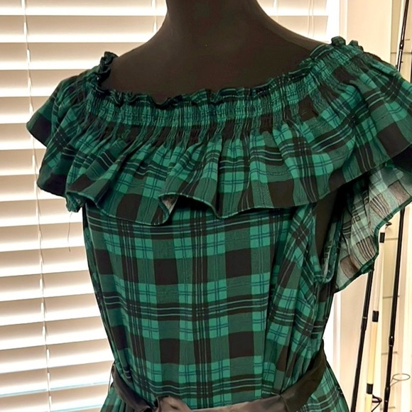 NWT,Draper James,The Tie Waist Dress, Timeless Blackwatch Plaid,Luxury Size L - Picture 14 of 14